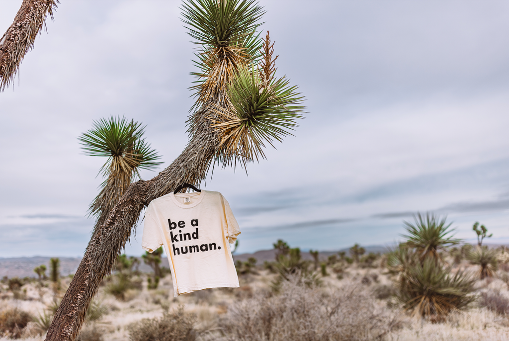 Be a Kind Human Boxy Crop Tee // Natural