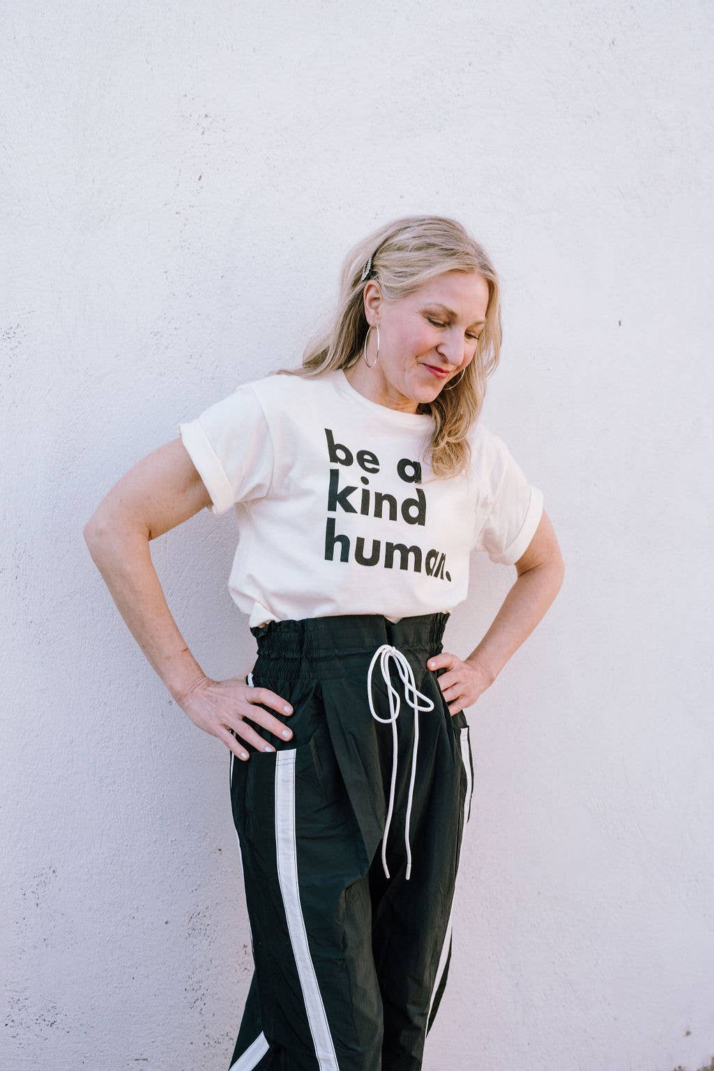 Be a Kind Human Boxy Crop Tee // Natural